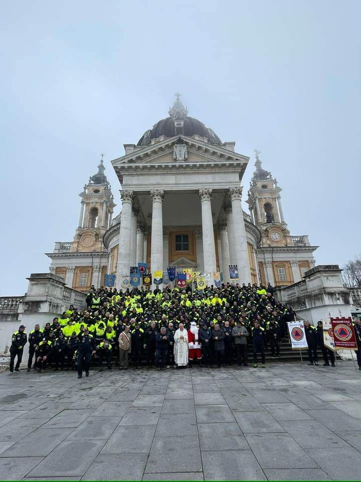 protezione civile a Superga per la santa messa di Natale 2023